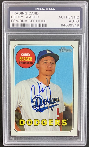 Corey Seager Signed 2018 Topps Trading Card - PSA Encapsulated