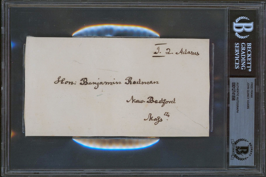 President John Quincy Adams Handwritten & Signed Free Frank Envelope Panel (Beckett/BAS Encapsulated)