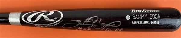 Sammy Sosa Signed & Inscribed Baseball Bat (PSA/DNA)