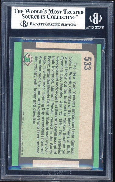Colin Powell Signed 1991 Bowman #533 (BAS Encapsulated)