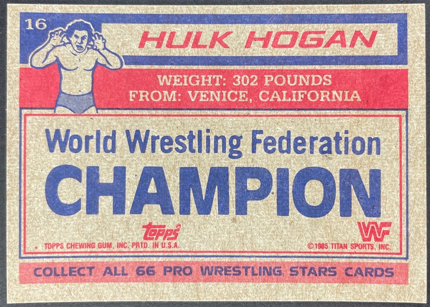 Hulk Hogan 1985 Topps WWF Wrestling #16 (Third Party Guaranteed)