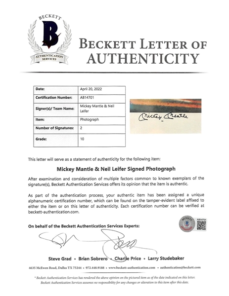 Mickey Mantle Signed Limited Edition Neil Leifer 16 x 20 Framed Photograph with GEM MINT 10 Autograph (UDA & BAS)