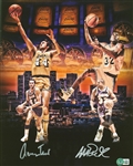 Laker Legends: Magic Johnson & Jerry West Dual Signed 11" x 14" Color Photo (Beckett/BAS Witnessed)