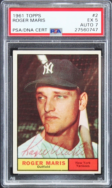 Roger Maris Signed 1961 Topps Baseball Card (PSA/DNA Encapsulated)