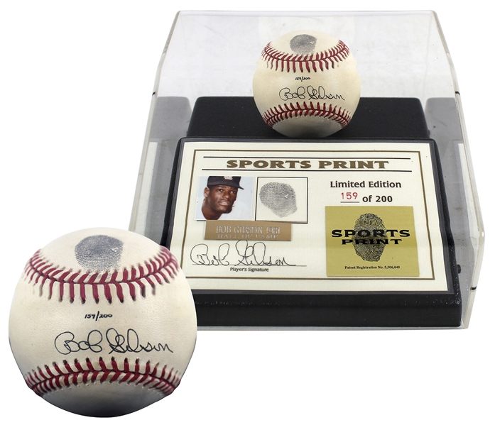 Bob Gibson Signed Limited Edition ONL Baseball with Original Thumbprint in Custom Display (Beckett/BAS COA)