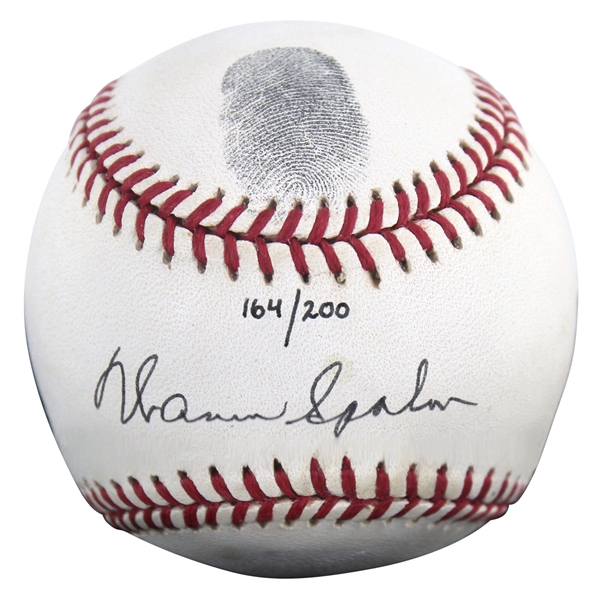 Warren Spahn Signed Limited Edition ONL Baseball with Original Thumbprint in Custom Display (Beckett/BAS COA)