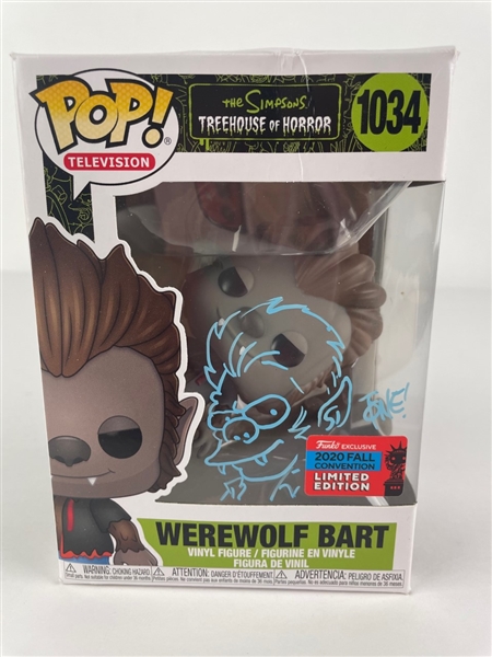 Simpsons: Tone Rodriguez Signed & Hand Drawn Sketch Werewolf Bart Funko Pop (JSA)