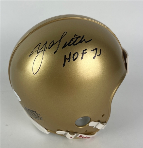 Y. A. Tittle Signed Riddell Gold Mini Helmet (JSA)