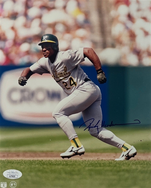 Rickey Henderson Signed 8 x 10 Color Photograph (JSA COA)