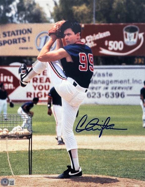 Charlie Sheen Signed 11 x 14 Color Photograph (Beckett/BAS Witnessed)