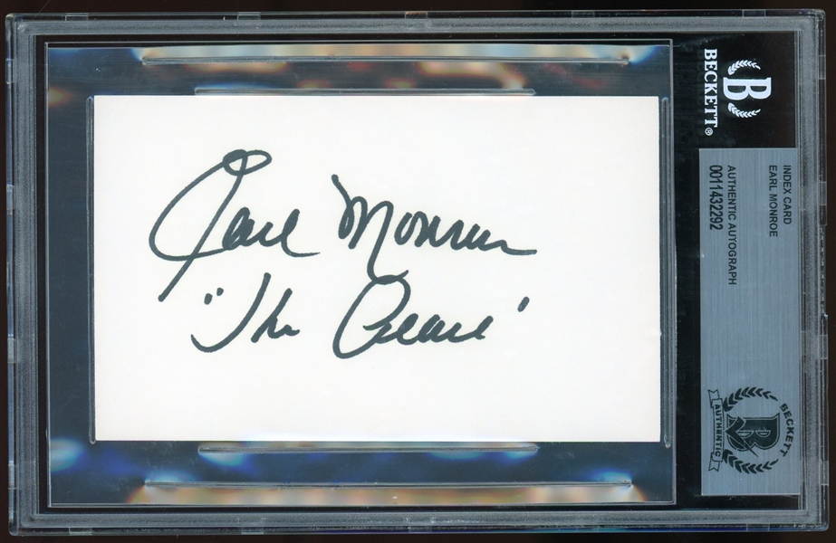 Earl "The Pearl" Monroe Signed 3" x 5" Card (Beckett/BAS Encapsulated)