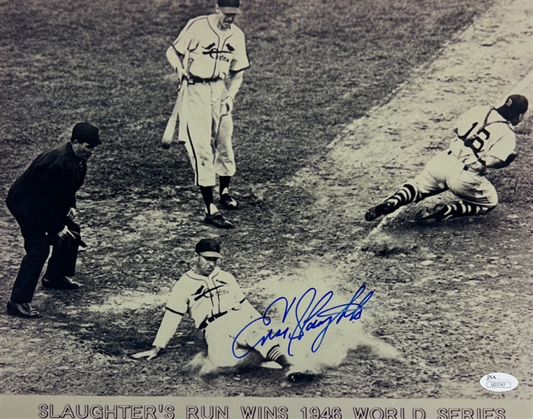Enos Slaughter Signed 11 x 14 Photograph (JSA COA)