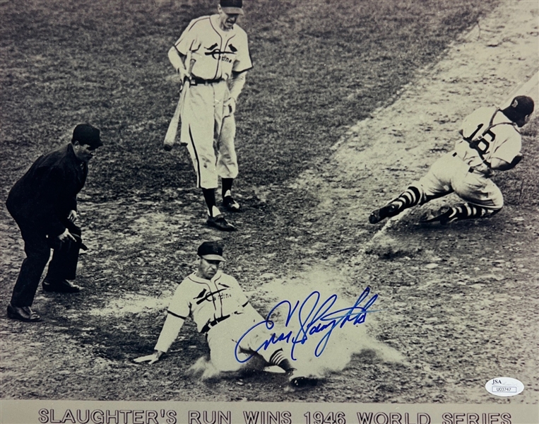 Enos Slaughter Signed 11" x 14" Photograph (JSA COA)