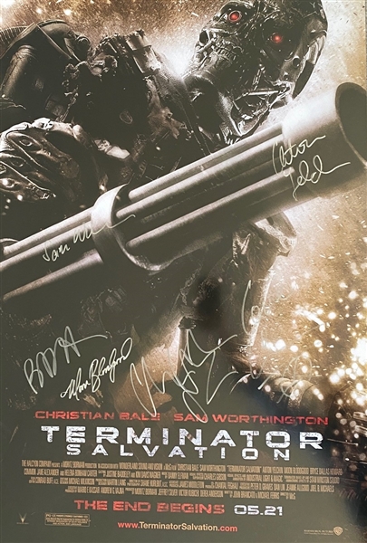Epic Terminator Salvation Cast signed poster (Bale, Worthington, Yelchin & More)(Third Party Guaranteed)