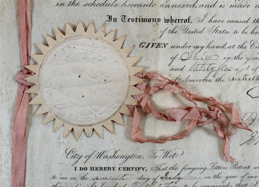 President Andrew Jackson Signed Patent Document for Improvements to The Stove (Beckett/BAS LOA)