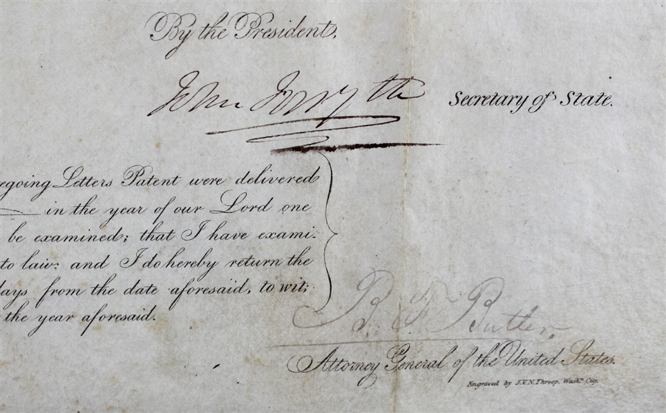 President Andrew Jackson Signed Patent Document for Improvements to The Stove (Beckett/BAS LOA)