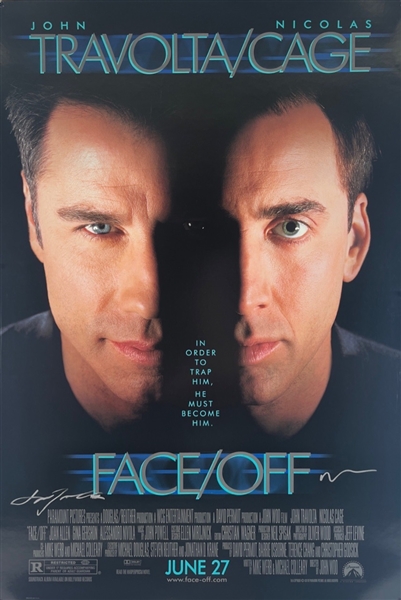 Face/Off: Cage & Travolta Signed Original Full Size Movie Poster (Beckett/BAS LOA)