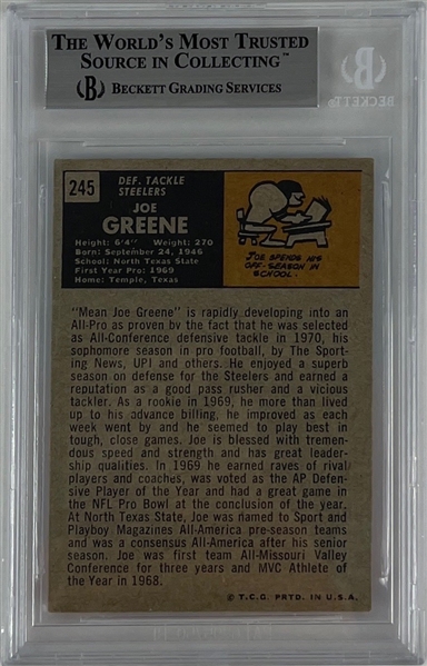 Mean Joe Greene Signed 1971 Topps Rookie Card (Beckett/BAS Encapsulated)