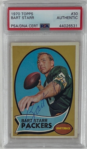 Bart Starr Signed #30 1970 Topps Trading Card (PSA/DNA Encapsulated)