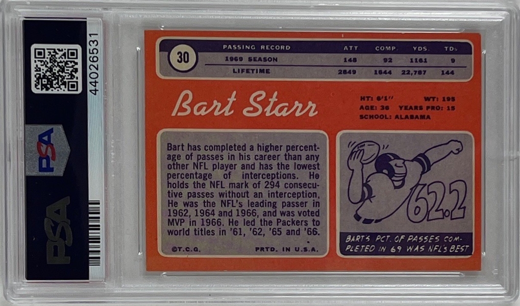 Bart Starr Signed #30 1970 Topps Trading Card (PSA/DNA Encapsulated)
