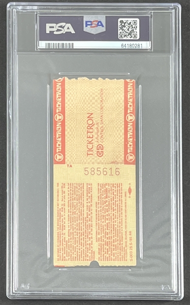 Original US 1985 Live Aid Ticket Stub @ JFK Stadium w/ Performers Dylan, Jagger, Santana, & More! (PSA/DNA Encapsulated)