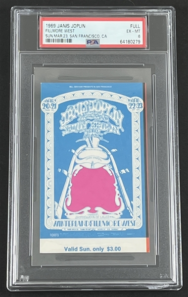 Janis Joplin Original 1969 Concert Ticket (PSA/DNA Encapsulated)