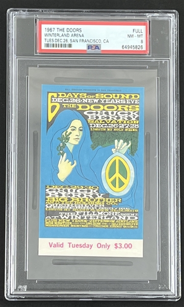 The Doors Original 1967 Concert Ticket @ Winterland Arena (PSA/DNA Encapsulated)