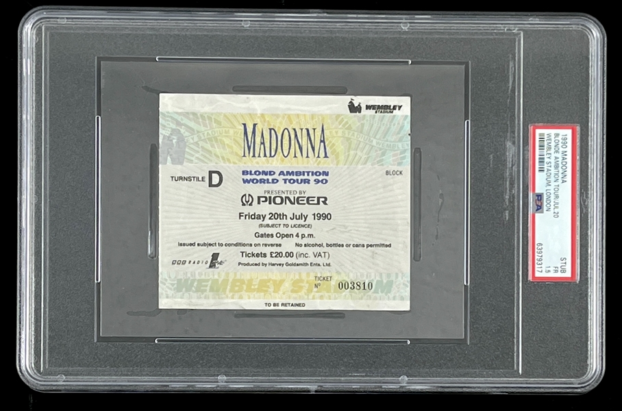 Madonna Original 1990 Blonde Ambition Tour @ Wembley Stadium Ticket Stub (PSA/DNA Encapsulated)