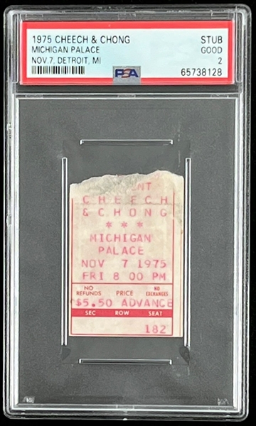 Cheech & Chong Original 1975 Show Ticket @ Michigan Palace (PSA/DNA Encapsulated)
