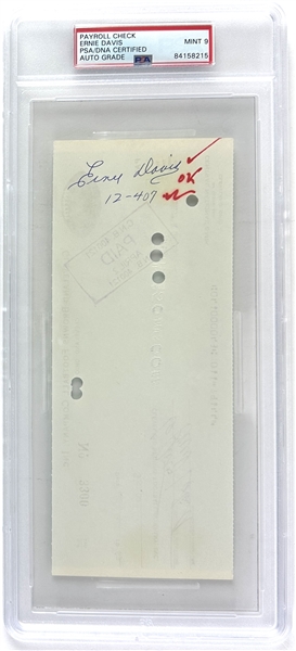 Ernie Davis Signed Cleveland Browns Paycheck - Issued 45 Days Before His Passing! (PSA/DNA MINT 9)