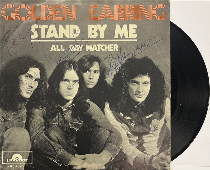 Golden Earring: Group Signed Stand By Me 45 Cover w/ Vinyl (Beckett/BAS & Rockaway)