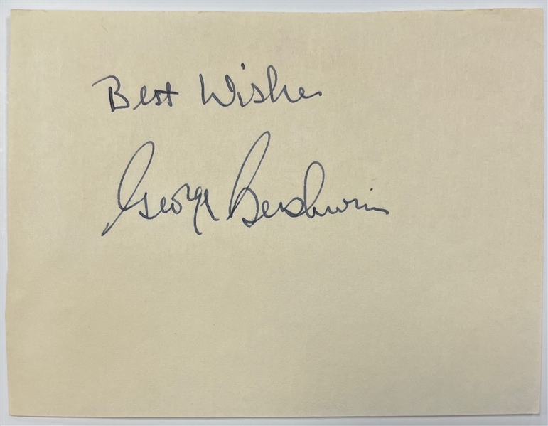 George Gershwin Signed & Inscribed 4 x 5.25 Cut (Beckett/BAS)