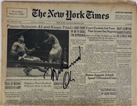 Muhammad Ali Signed "Frazier Outpoints Ali & Keeps Title" New York Times Newspaper (Beckett/BAS LOA)