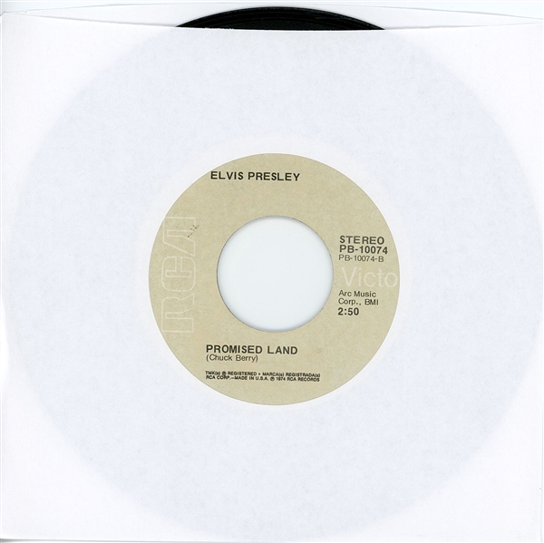 Elvis Presley’s 1974 Signed “Promised Land” RCA 45 RPM (Roger Epperson/REAL LOA) 