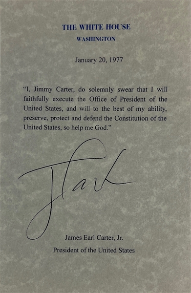 President Jimmy Carter Signed 5" x 7.5" Oath of Office Page (Third Party Guaranteed)