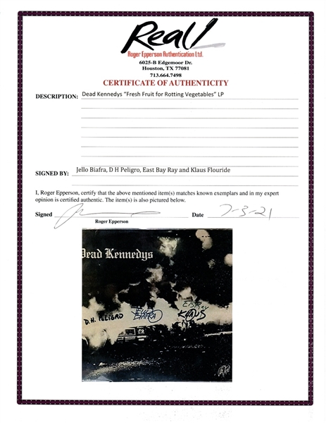 Dead Kennedys Group Signed “Fresh Fruit for Rotting Vegetables” 12 Vinyl (4 Sigs) (Roger Epperson/REAL LOA)
