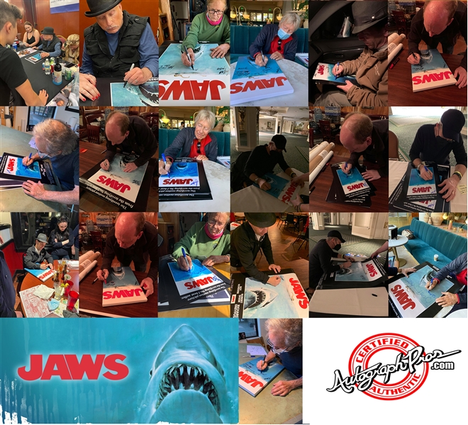 Jaws: Cast Signed 12 x 18 Poster ACOA Exact Video Proof (10 Sigs)(ACOA)