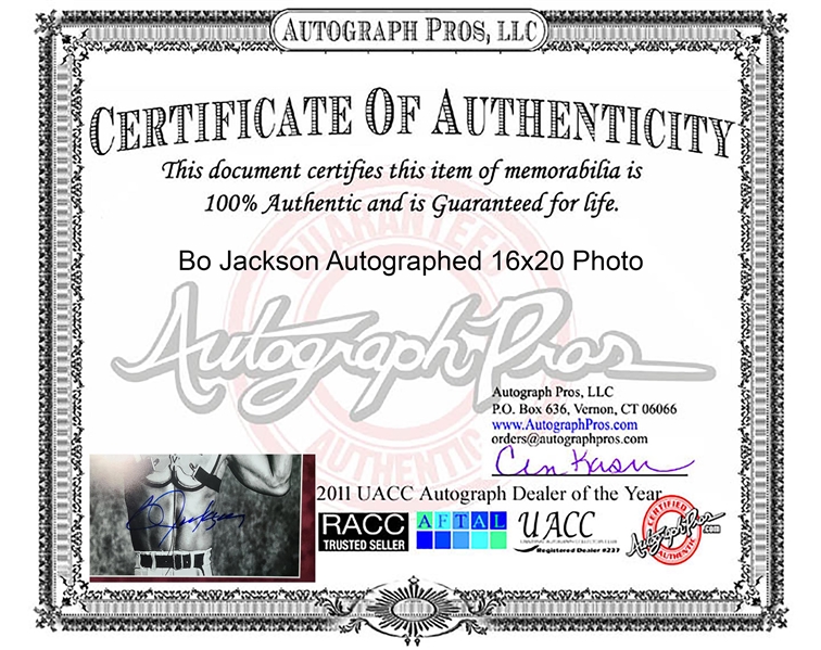 Bo Jackson Signed & Framed 16 x 20 Nike Bat Photograph (ACOA)