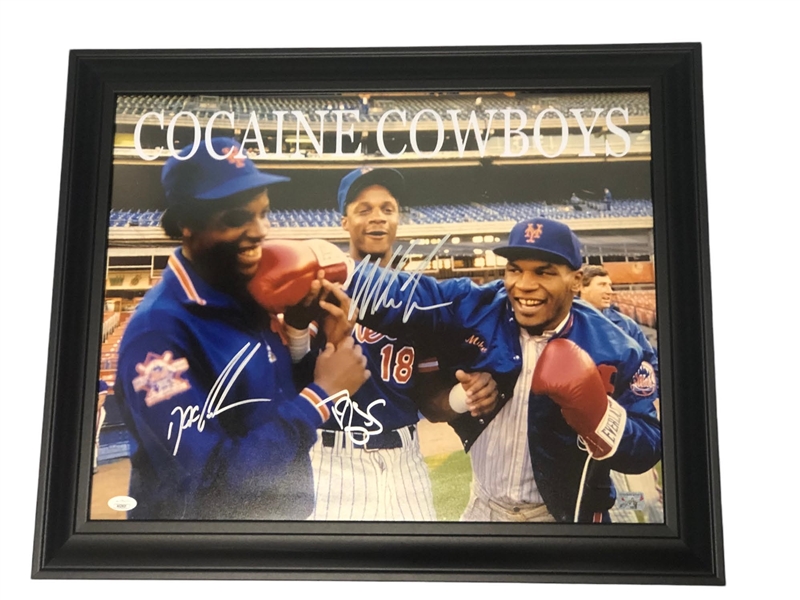 Mike Tyson, Dwight Gooden, & Darryl Strawberry Signed & Framed Cocaine Cowboys Photo (JSA)