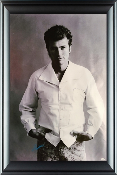 Clint Eastwood Signed & Framed 24 x 36 Vintage Young Photo Print (ACOA) 