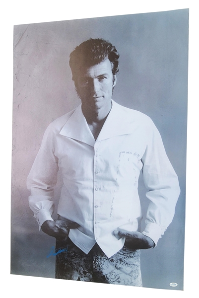 Clint Eastwood Signed & Framed 24 x 36 Vintage Young Photo Print (ACOA) 