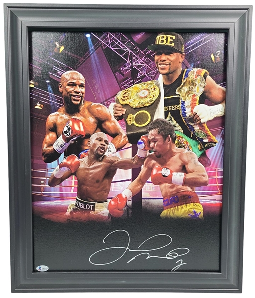 Floyd Money Mayweather Jr. Signed 16" x 20" Custom Photo in Framed Canvas (Beckett/BAS)