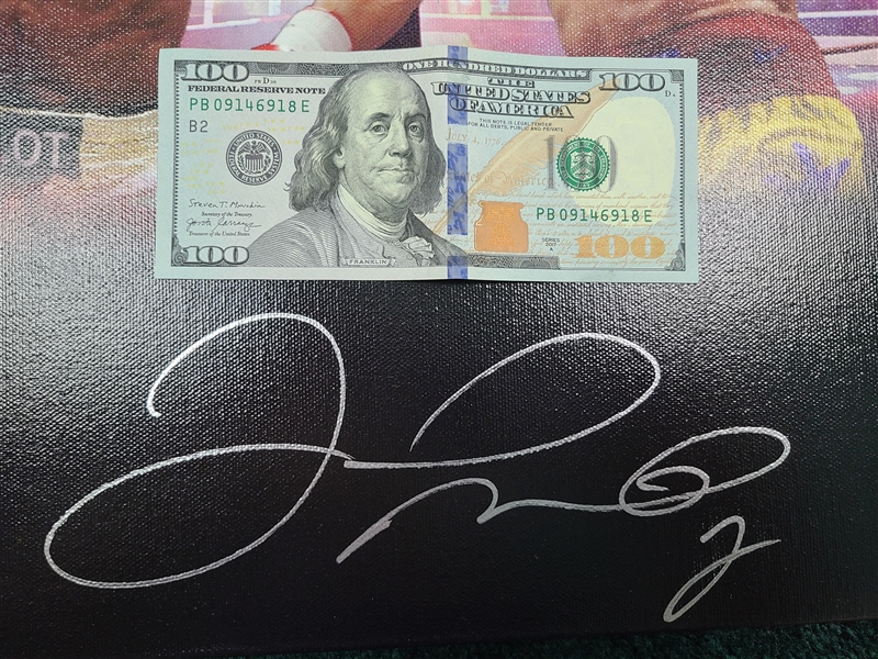 Floyd 'Money' Mayweather Jr. Signed 16 x 20 Custom Photo in Framed Canvas (Beckett/BAS)