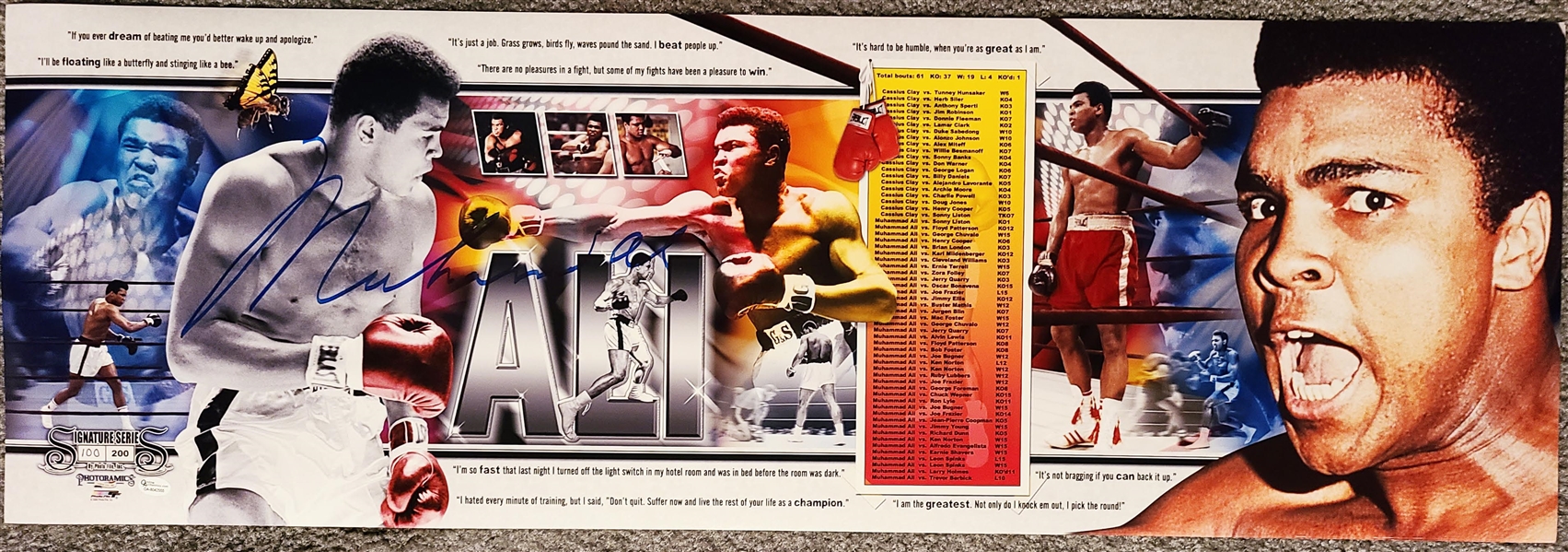 Muhammad Ali Signed Ltd. Ed. 12 x 36 Panorama Photo (Online Authentics)(Guaranteed)