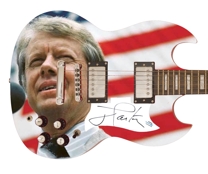 Lot of 3 Presidential Autographed Custom Graphic Guitar w/ Clinton, Bush, and Carter (ACOA)