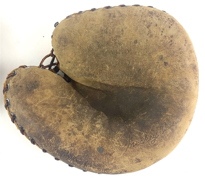 Set of 2: Vintage 1940s Leather Baseball Catchers Mitts, Mickey Owen !