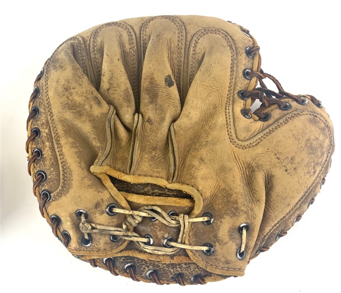 Set of 2: Vintage 1940s Leather Baseball Catchers Mitts, Mickey Owen !