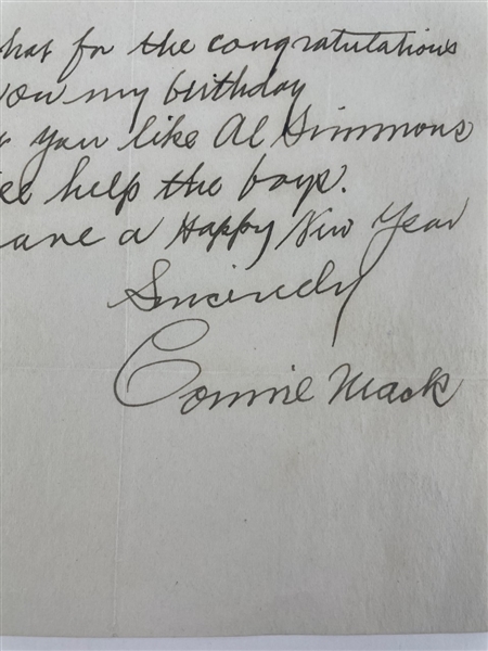 Connie Mack Signed & Handwritten Letter dated 12/30/1939 (Beckett/BAS)