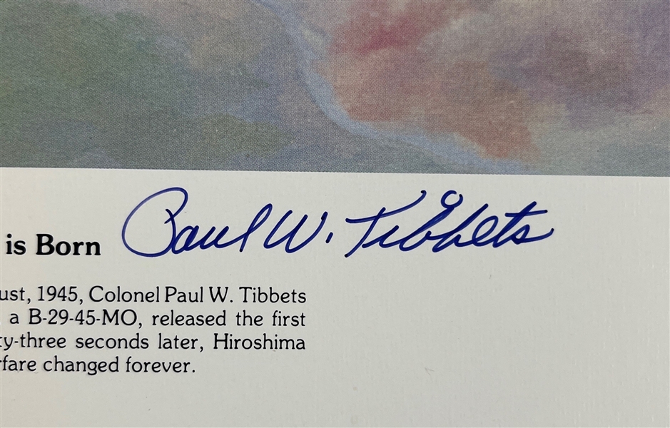 Tibbets, Van Kirk, & Ferebee Signed 18 x 24 Enola Gay Atomic Warfare is Born Art Print (Beckett/BAS)