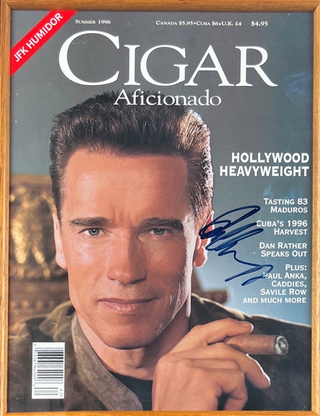 Arnold Schwarzenegger Signed Cigar Aficionado Magazine Cover in Custom Framing (JSA LOA)